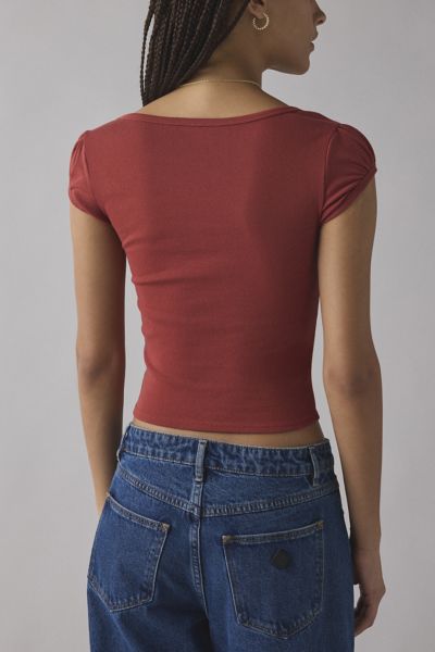 Kimchi Blue Ramona Coquette Graphic Puff Sleeve Baby Tee