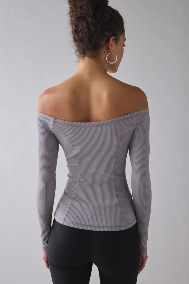 UO Perfect Stranger Asymmetric Split Hem Off-The-Shoulder Top #2