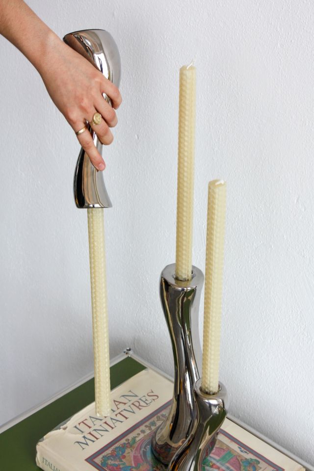 Dupe Wavy Chrome Candleholder Set #2