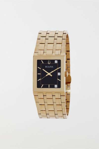 Bulova Quadra Quartz Diamond Black Dial Watch