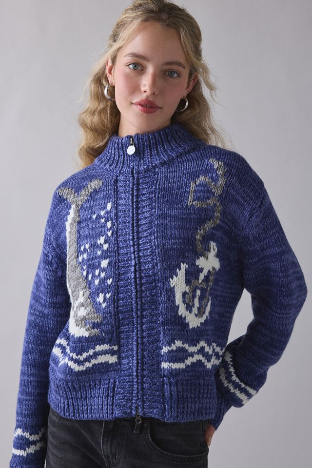 BDG Isla Sailboat Patterned Knit Zip-Up Sweater #1