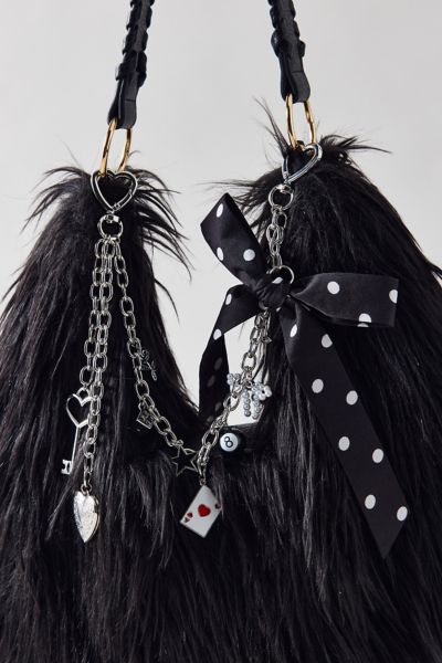 Urban Outfitters Charmed Bow Charm Bag Chain In Black, Women's At  In Black