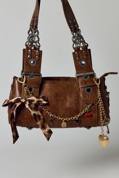 Urban Outfitters Charmed Bow Charm Bag Chain In Brown, Women's At  In Brown