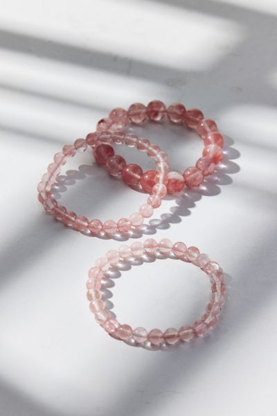 Urban Outfitters Genuine Stone Beaded Bracelet Set In Rose, Women's At  In Pink