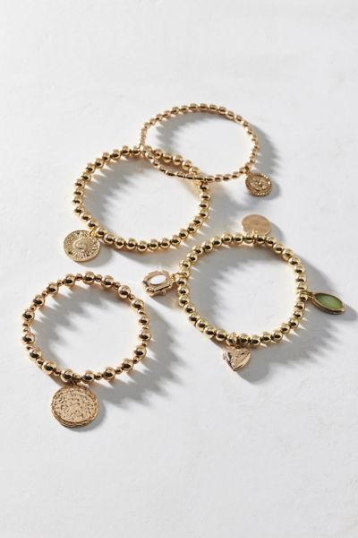 Urban Outfitters Charming Ball Bead Bracelet Set In Gold, Women's At  In Gold