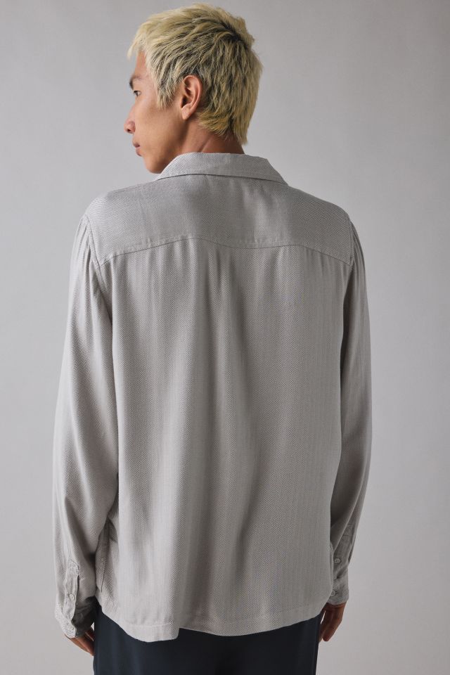 UO Herringbone Drapey Long Sleeve Shirt #1