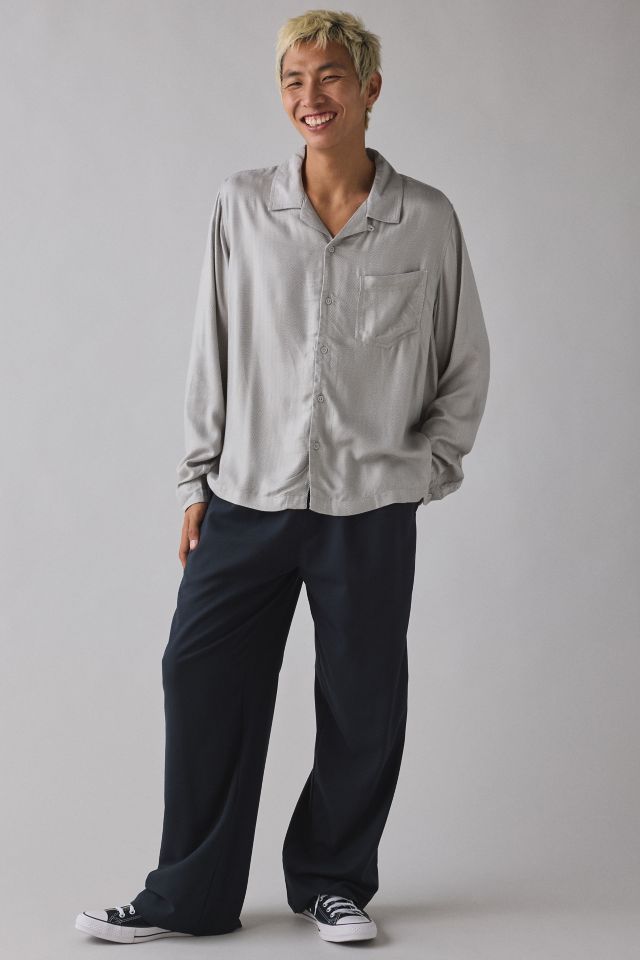 UO Herringbone Drapey Long Sleeve Shirt #2