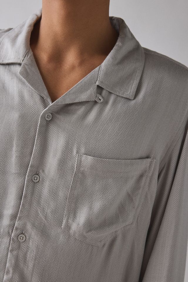 UO Herringbone Drapey Long Sleeve Shirt #3