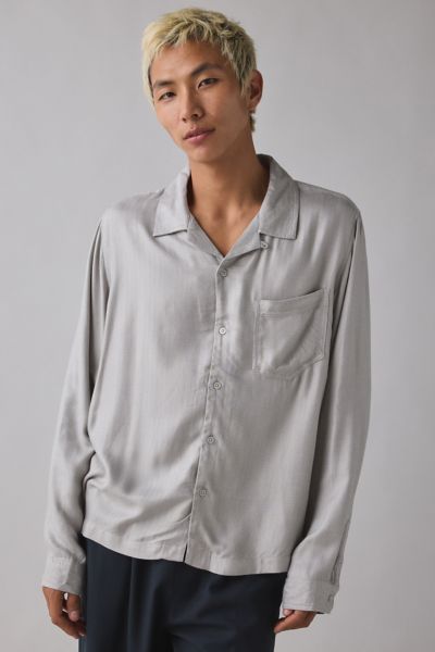 UO Herringbone Drapey Long Sleeve Shirt