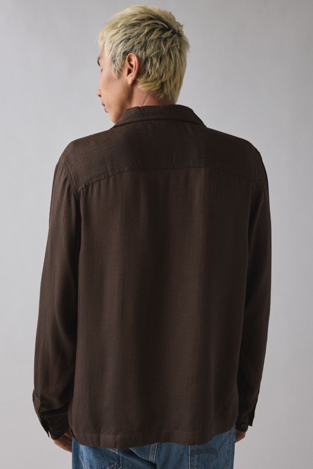 UO Herringbone Drapey Long Sleeve Shirt #1