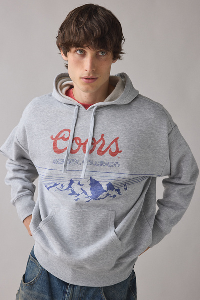 Urban Outfitters Coors Mountain Graphic Hoodie Sweatshirt In Grey, Men's At  In Gray