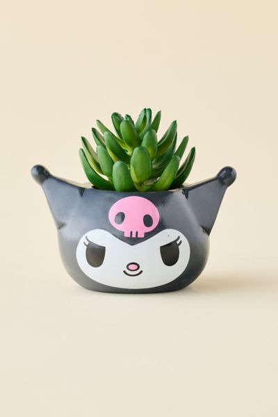 Sanrio Kurmoi Head Shaped Succulent Planter In Black At Urban Outfitters In Gray