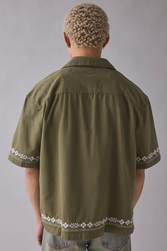UO Embroidered Border Short Sleeve Shirt | Urban Outfitters