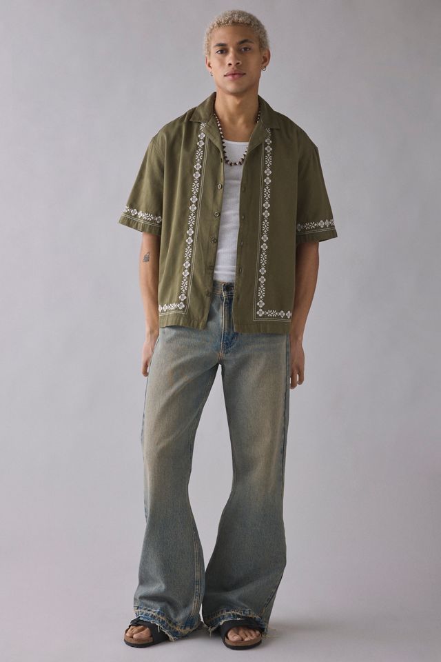 UO Embroidered Border Short Sleeve Shirt | Urban Outfitters