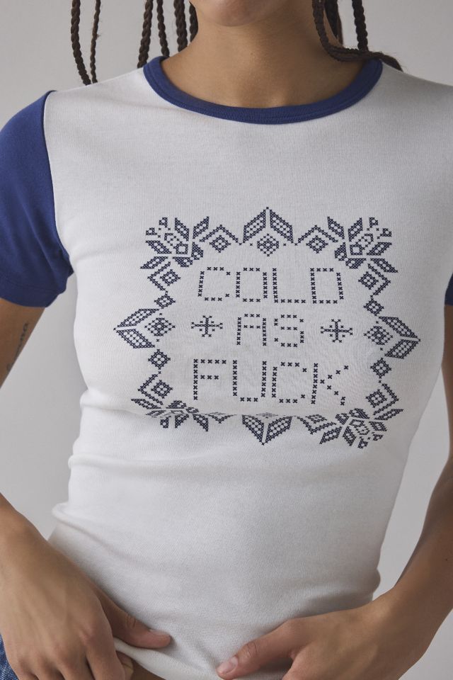 Cold AF Fairisle Graphic Raglan Baby Tee #1