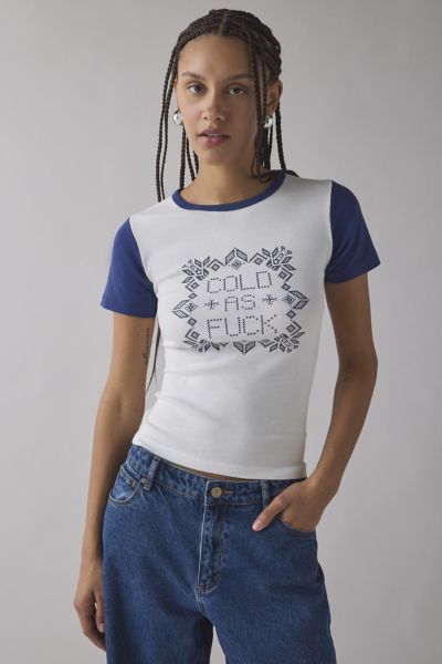 Cold AF Fairisle Graphic Raglan Baby Tee