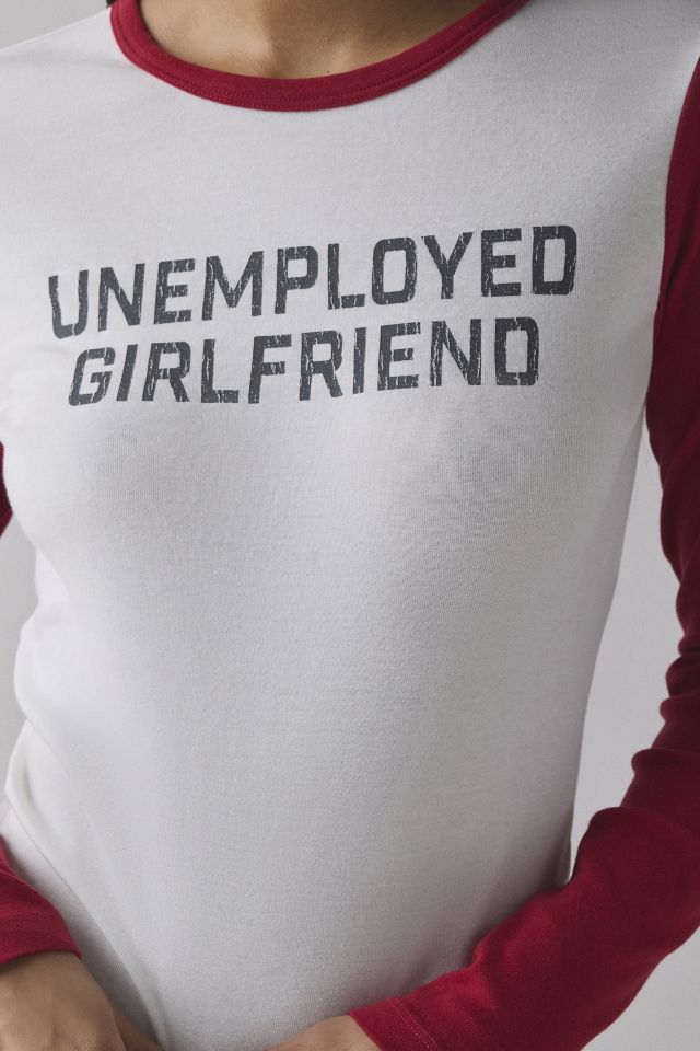 Unemployed Girlfriend Graphic Raglan Long Sleeve Baby Tee #1