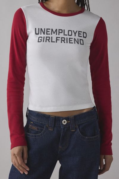 Unemployed Girlfriend Graphic Raglan Long Sleeve Baby Tee