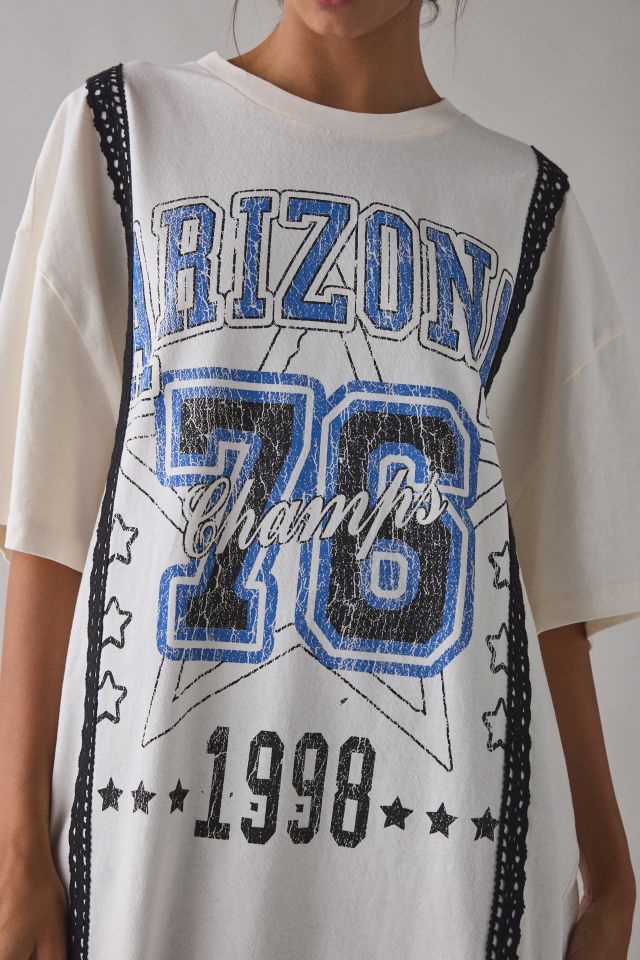 Arizona Champs Graphic Lace Trim Oversized T-Shirt Dress #1