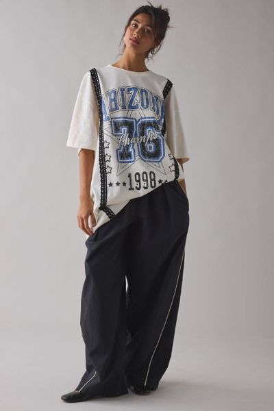 Arizona Champs Graphic Lace Trim Oversized T-Shirt Dress