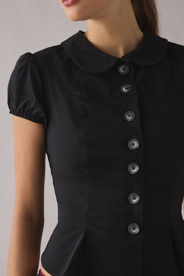 Kimchi Blue Lynn Puff Sleeve Button-Up Peplum Blouse #1