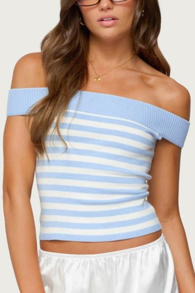 Edikted Deni Off Shoulder Striped Knit Top Product Page