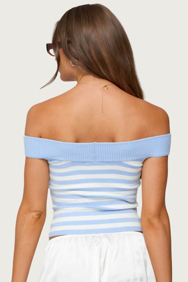 Edikted Deni Off Shoulder Striped Knit Top #4
