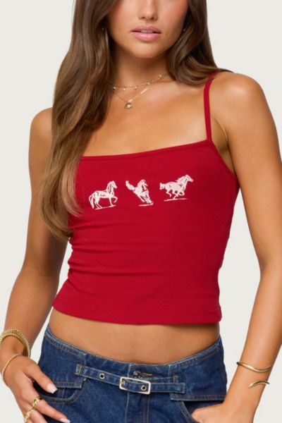 Edikted Wild Horses Graphic Tank Top In Red, Women's At Urban Outfitters In Red