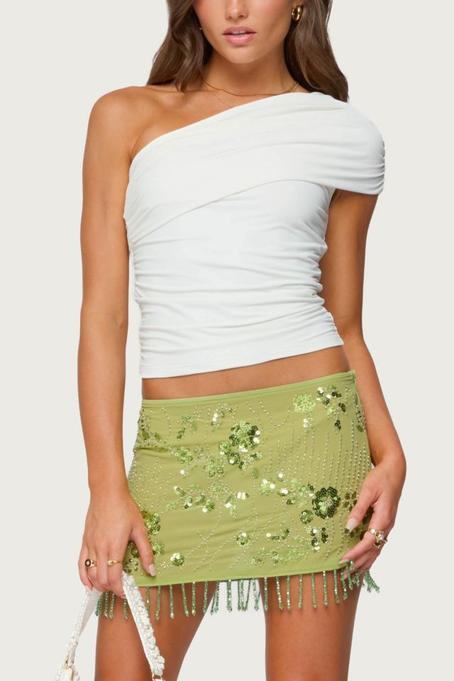 Edikted Fold Over Ruched One Shoulder Top #3