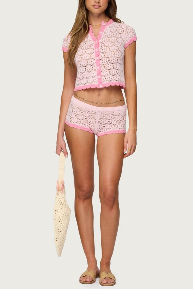 Edikted Elisa Open Knit Shorts #3