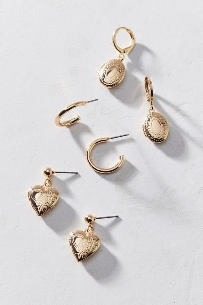 Verona Locket Hoop Earring Set