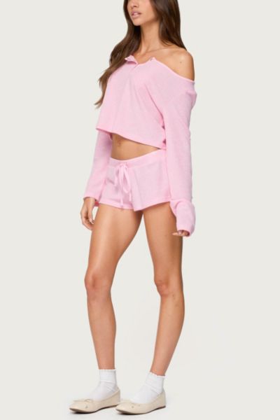 Edikted Teddy Cropped Waffle Top