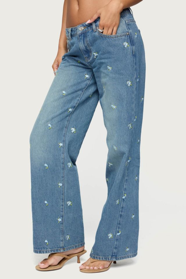Edikted Edna Floral Embroidered Low Rise Jeans #2