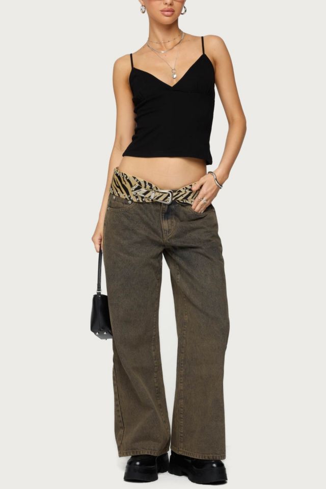 Edikted Petite Zahra Mud Wash Low Rise Jeans #1