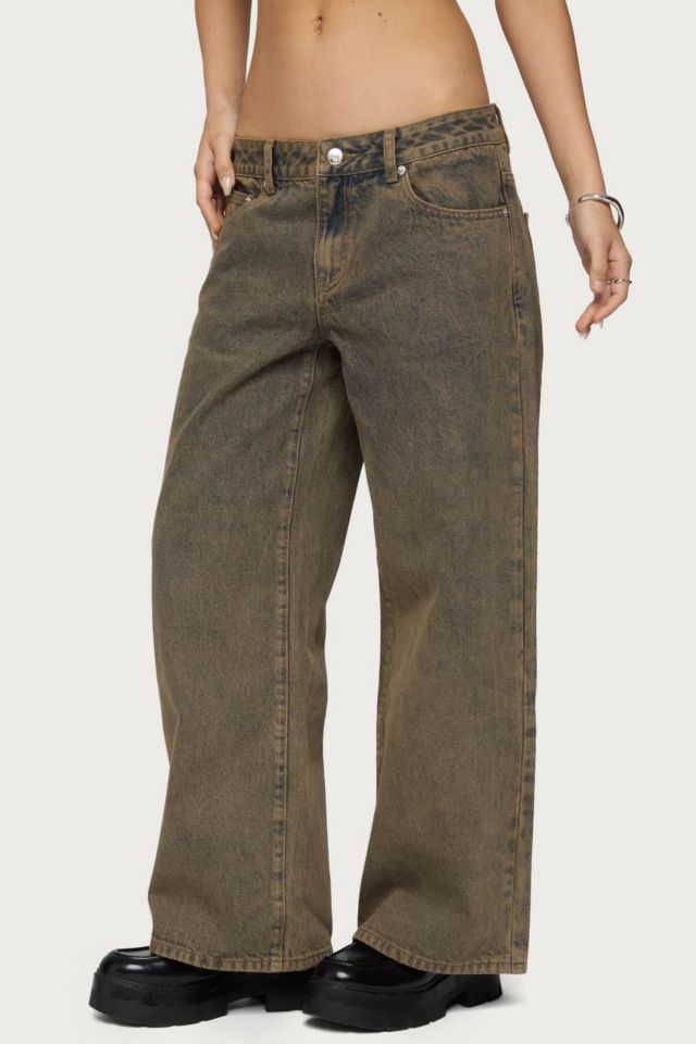 Edikted Petite Zahra Mud Wash Low Rise Jeans #3