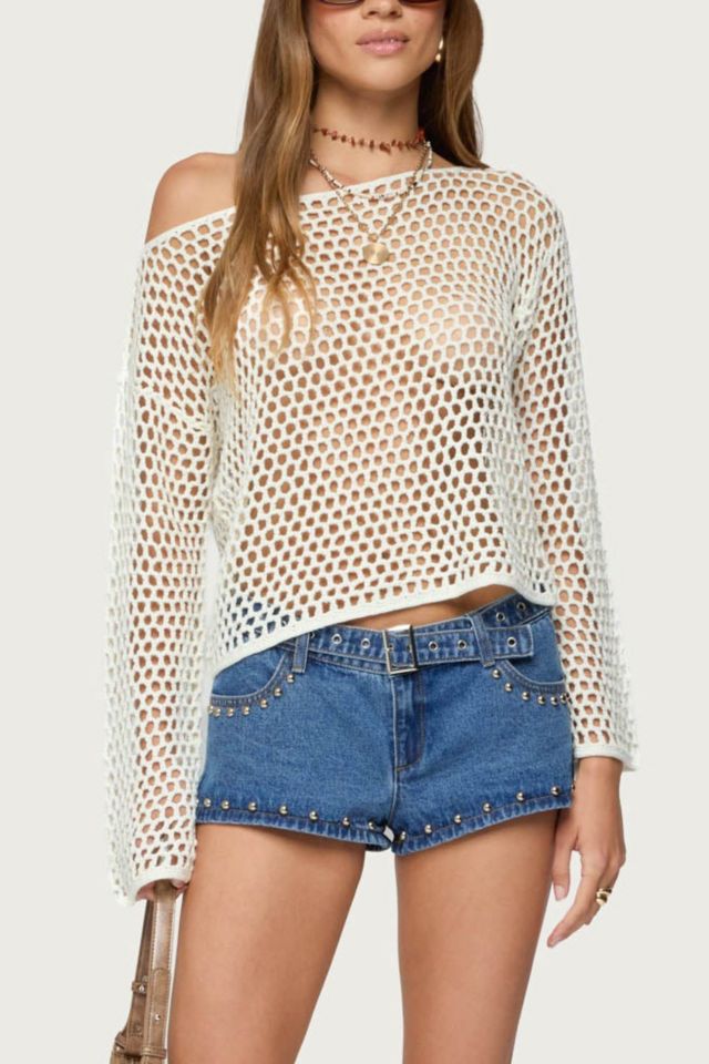Edikted Kalley Off Shoulder Crochet Top #3