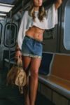 Edikted Shaina Iridescent Denim Mini Skirt
