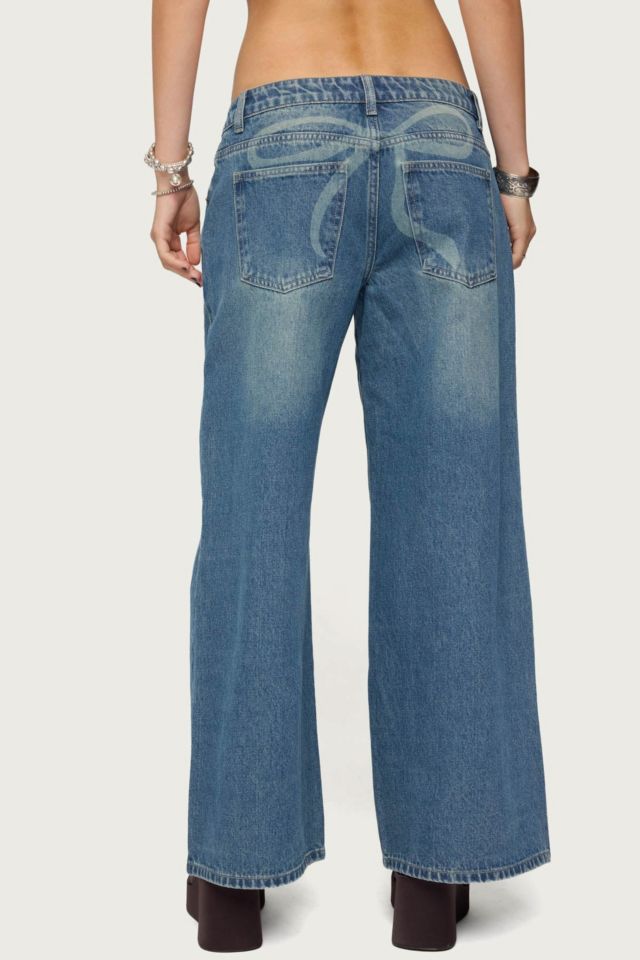 Edikted Petite Vyxen Vintage Washed Low Rise Jeans #4