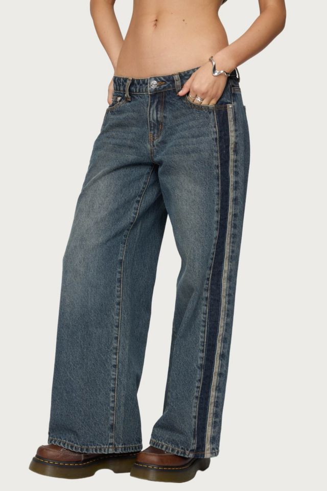 Edikted Petite Contrast Panel Low Rise Jeans #2