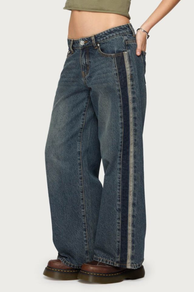 Edikted Petite Contrast Panel Low Rise Jeans #3