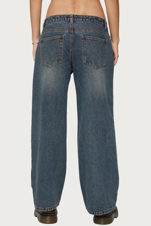 Edikted Petite Contrast Panel Low Rise Jeans #4
