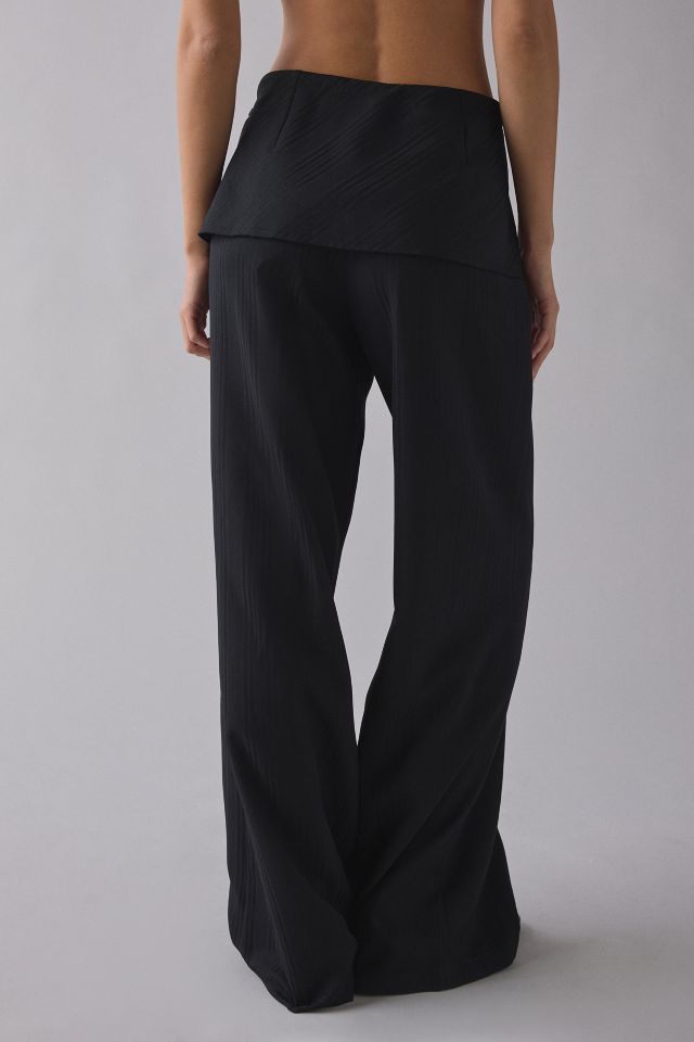 UO Side-Tie Foldover Mid-Rise Wide Leg Trouser #1