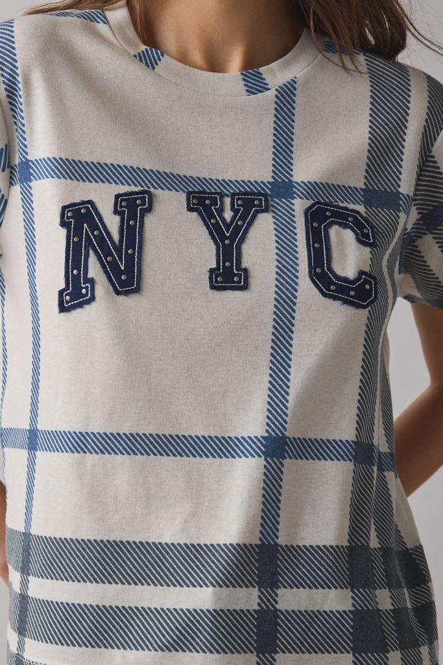 NYC Applique Graphic Plaid Boxy Tee #3