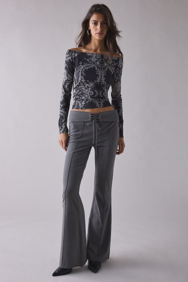 Rococo Lace Graphic Long Sleeve Off-The-Shoulder Tee #2