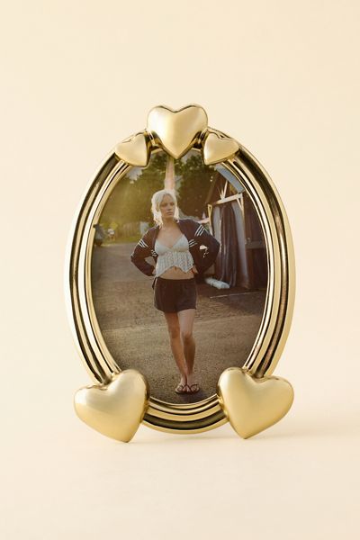 Golden Hearts 7" X 5" Oval Picture Frame