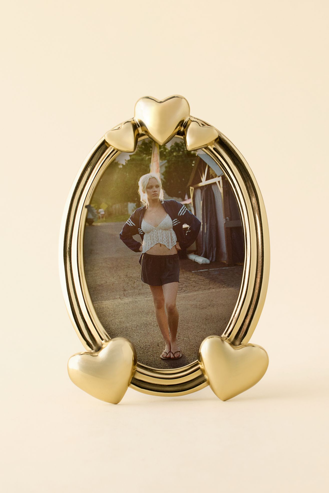 Golden Hearts 7" X 5" Oval Picture Frame - Gold, Regular, ONE SIZE