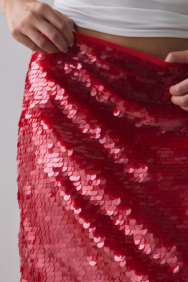 UO Celia Paillette Sequin Low-Rise Midi Skirt #1