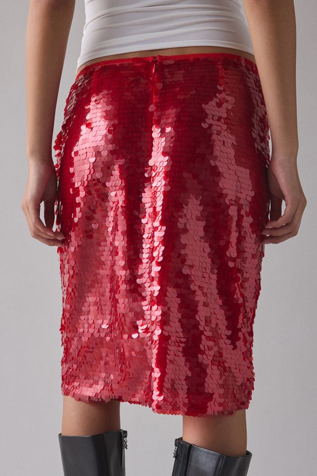UO Celia Paillette Sequin Low-Rise Midi Skirt #3