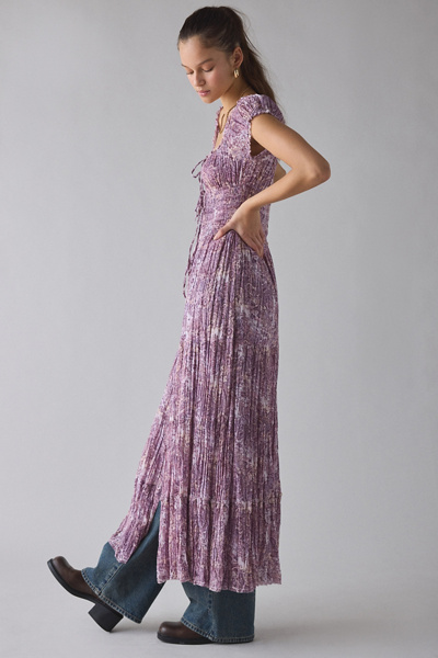 Kimchi Blue Samira Puff Sleeve Smocked Button-Front Layering Maxi Dress
