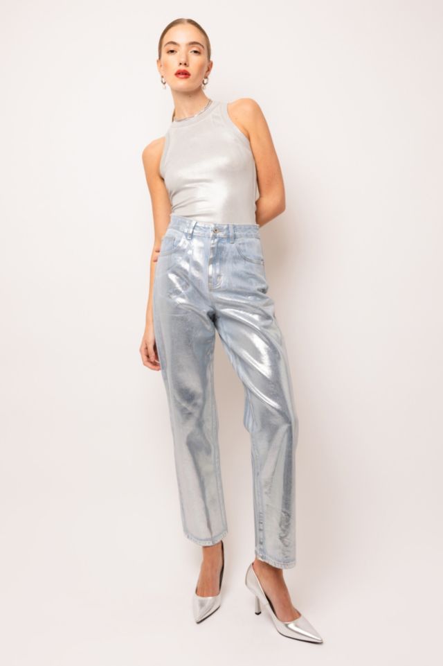 Amy Lynn Lupe Foil Coated Denim Pant #1
